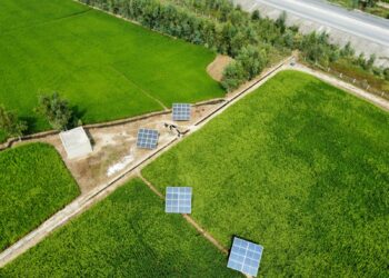 a high angle view of a solar panel