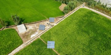 a high angle view of a solar panel