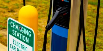 a blue and white bicycle handlebars