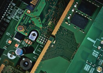 A close up of a computer mother board