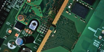 A close up of a computer mother board